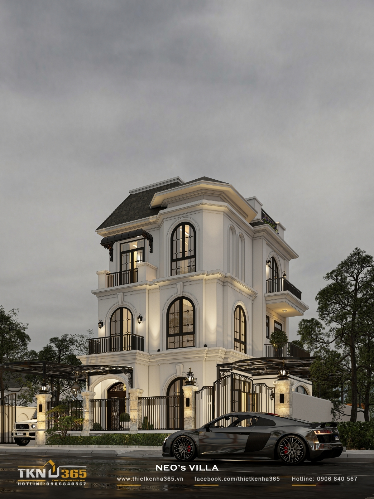 biệt thự 3 tầng t&acirc;n cổ điển sang trọng