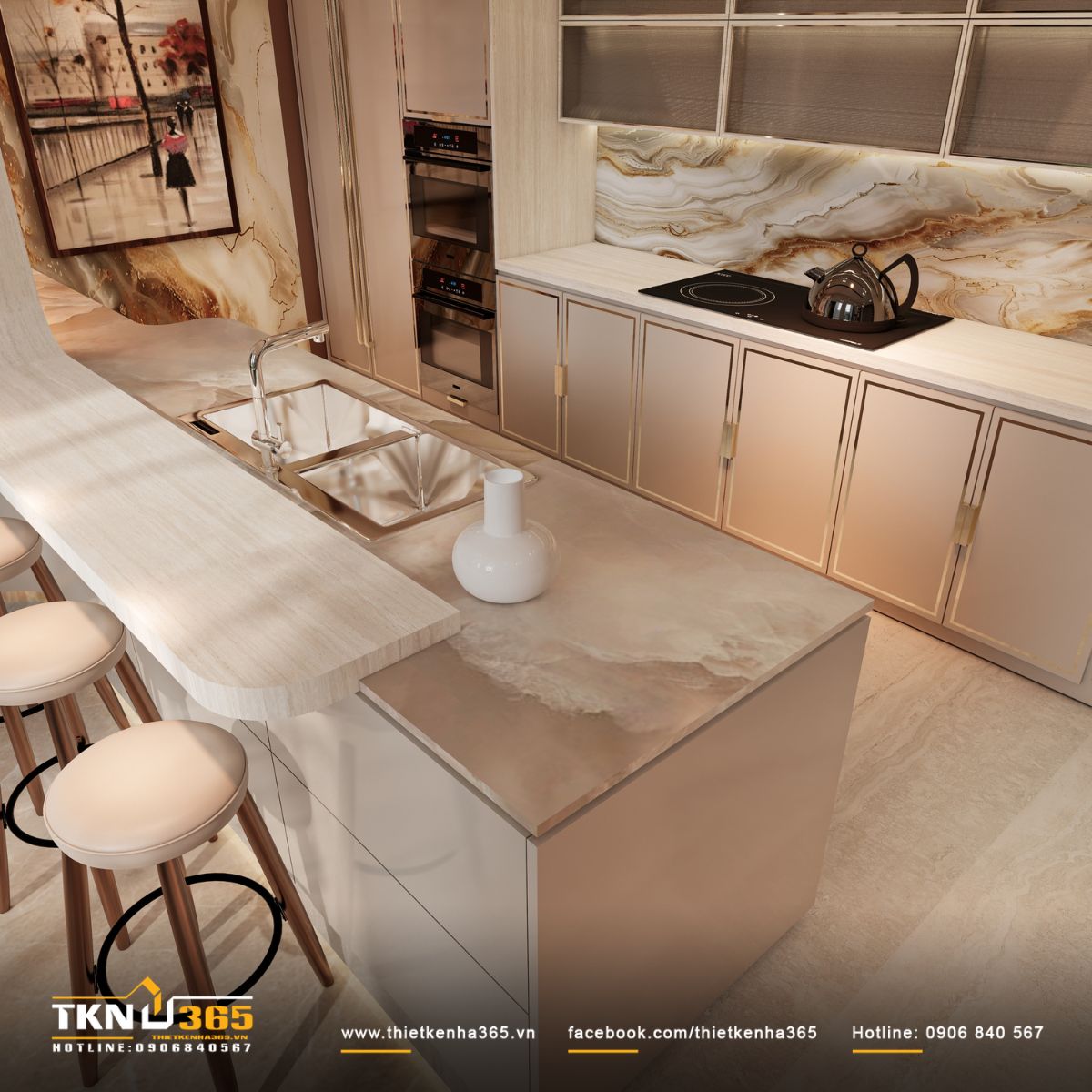 ph&ograve;ng bếp biệt thự 3 tầng