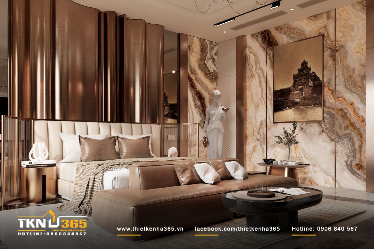 Bảng m&agrave;u trung t&iacute;nh gi&uacute;p kh&ocirc;ng gian ph&ograve;ng ngủ giữ được sự ấm &aacute;p v&agrave; thư th&aacute;i