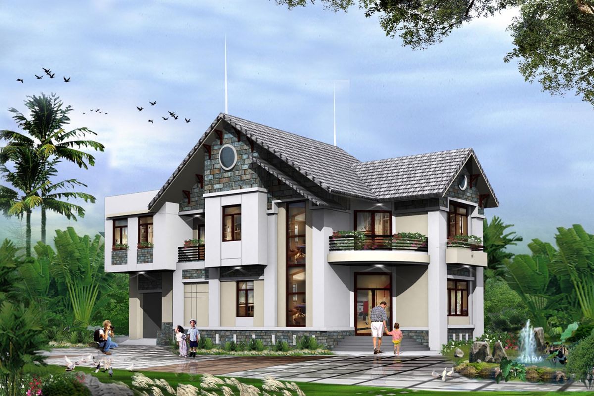 Theo phong thủy nhà ở Việt Nam, biệt thự mái ngói được đánh giá cao nhờ khả năng quy tụ vượng khí, tản khí tốt (Ảnh: Sưu tầm)