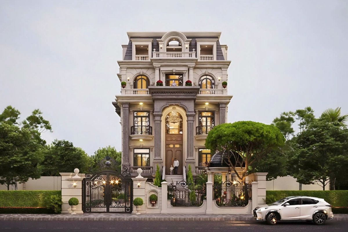 Biệt thự cổ điển đảm bảo sự cân đối trong kiến trúc, giúp thu hút vượng khí và cân bằng năng lượng (Ảnh: Sưu tầm)
