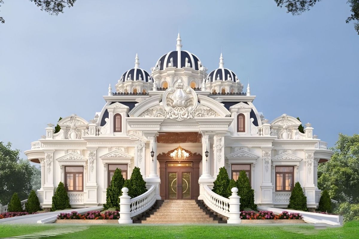 Từng chi tiết như cửa, lan can, đường cong, hoa văn giúp thiết kế biệt thự cổ điển có chiều sâu và thu hút hơn (Ảnh: Sưu tầm)