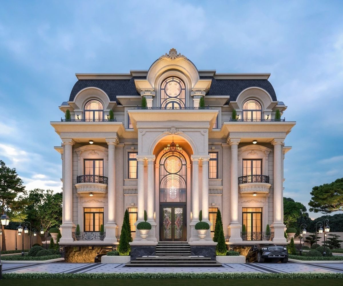 Trong thiết kế biệt thự t&acirc;n cổ điển, những chi tiết trang tr&iacute; cầu kỳ đ&atilde; được lược bỏ bớt (Ảnh: Sưu tầm)