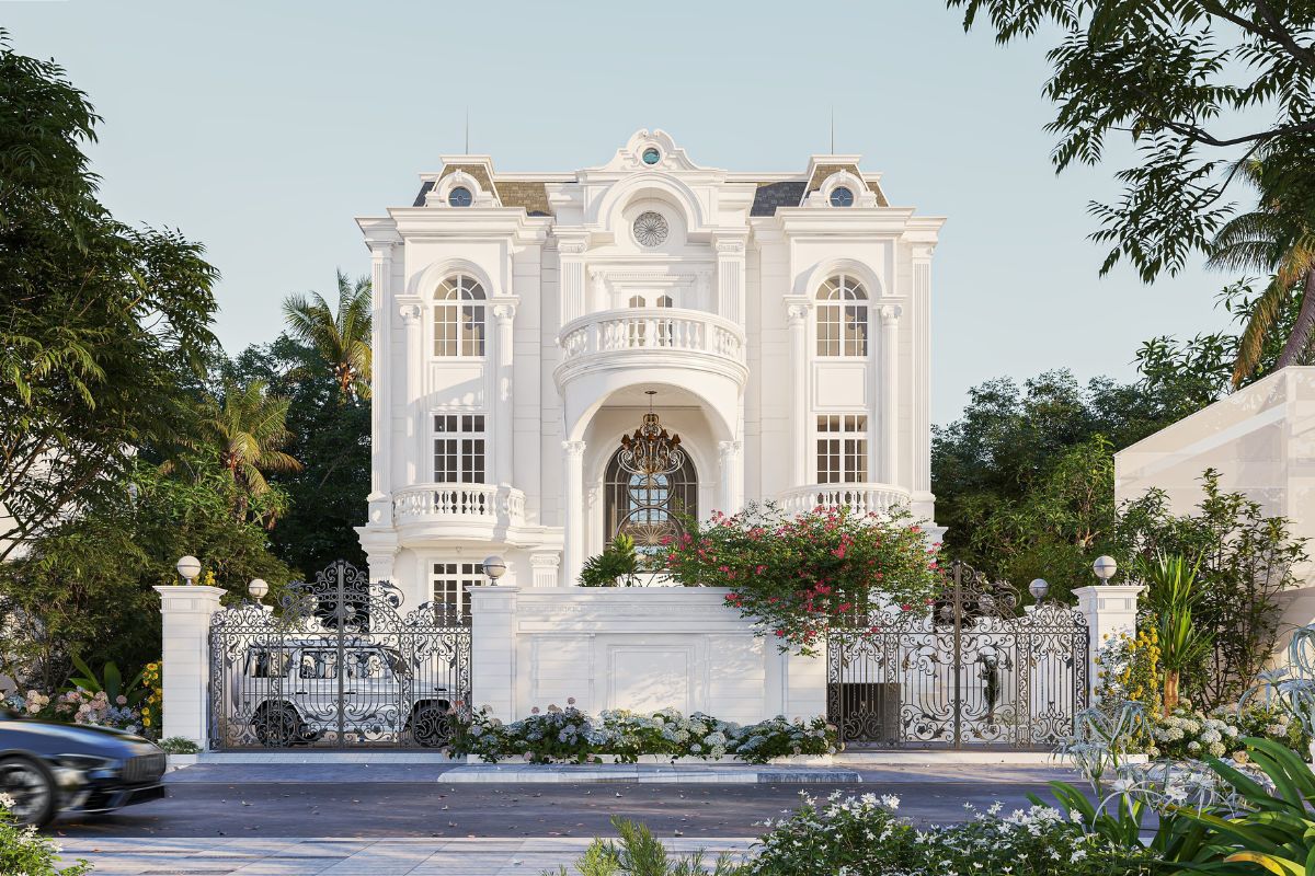 Cửa sổ v&ograve;m l&agrave; một trong những đặc trưng biệt thự t&acirc;n cổ điển dễ nhận thấy nhất (Ảnh: Sưu tầm)