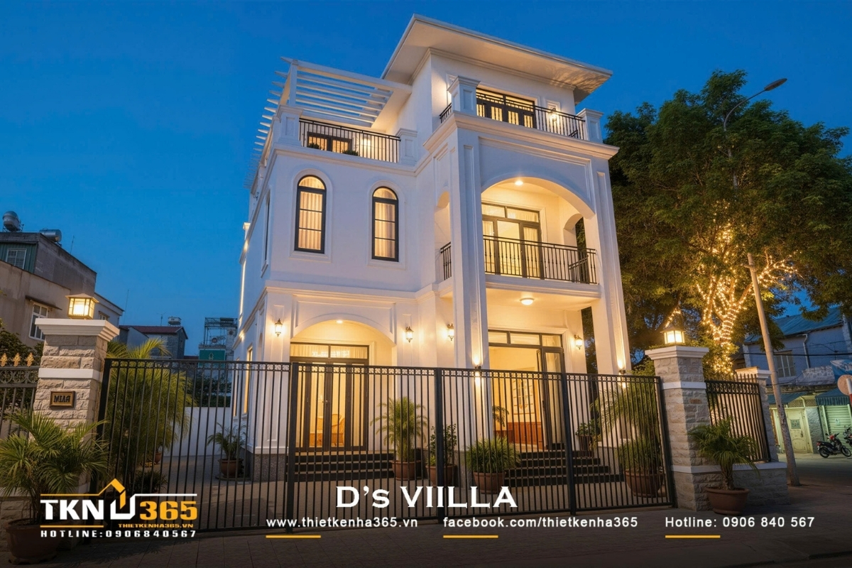 thiết kế biệt thự 3 tầng t&acirc;ng cổ điển ở b&igrave;nh dương