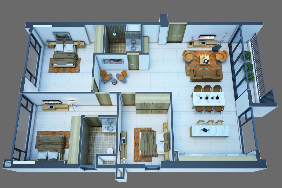 Phối cảnh 3D gi&uacute;p gia chủ v&agrave; đơn vị thi c&ocirc;ng dễ d&agrave;ng h&igrave;nh dung bố cục, h&igrave;nh khối v&agrave; vật liệu (Ảnh: Sưu tầm)