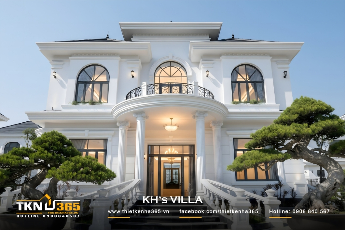 Mẫu biệt thự 3 tầng t&acirc;n cổ điển