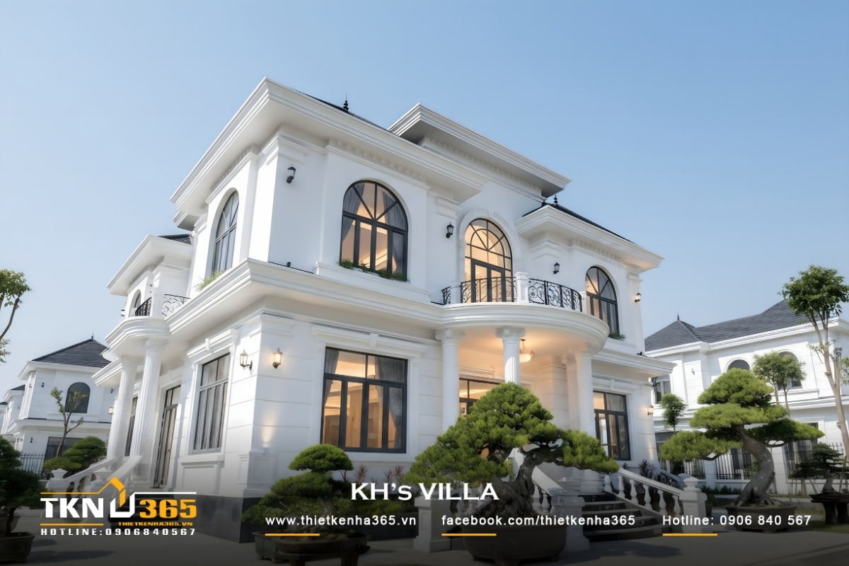 Mẫu biệt thự 3 tầng t&acirc;n cổ điển