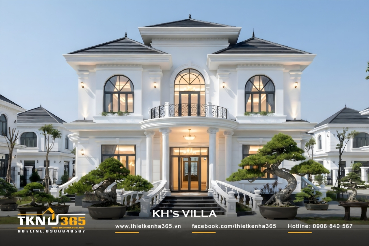 Mẫu biệt thự 3 tầng t&acirc;n cổ điển