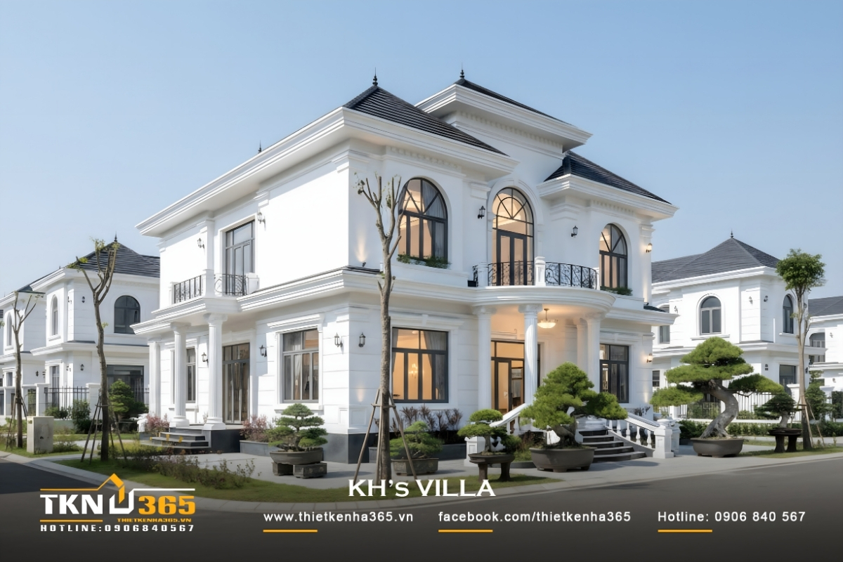 Mẫu biệt thự 3 tầng t&acirc;n cổ điển