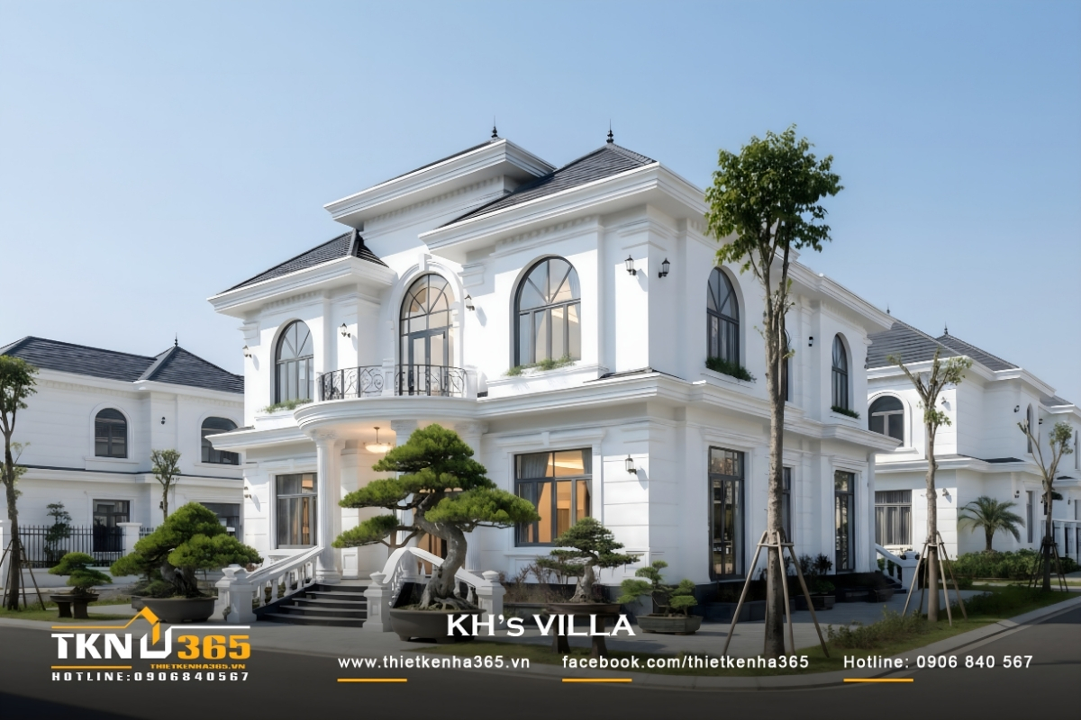 Mẫu biệt thự 3 tầng t&acirc;n cổ điển