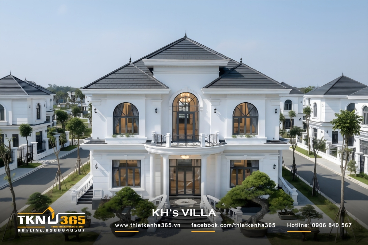 Mẫu biệt thự 3 tầng t&acirc;n cổ điển