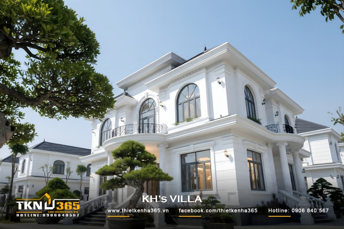 Mẫu biệt thự 3 tầng t&acirc;n cổ điển