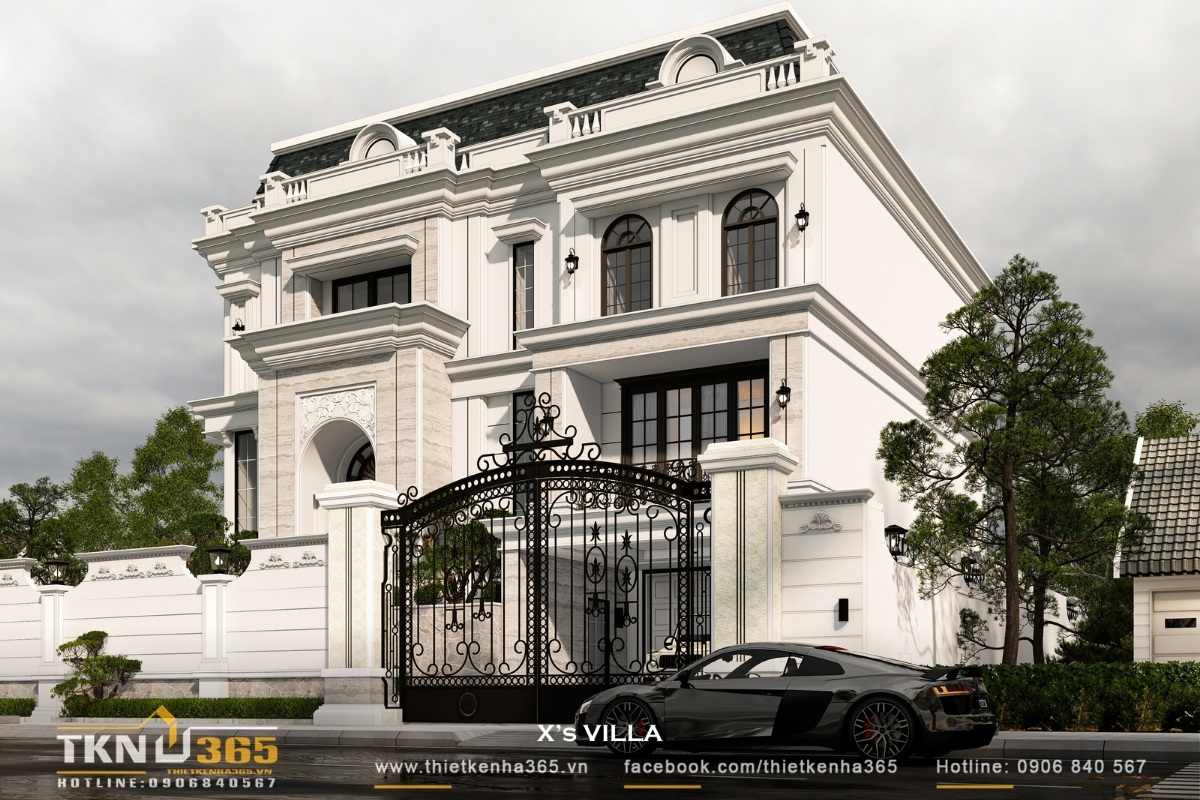 Mẫu biệt thự 3 tầng t&acirc;n cổ điển