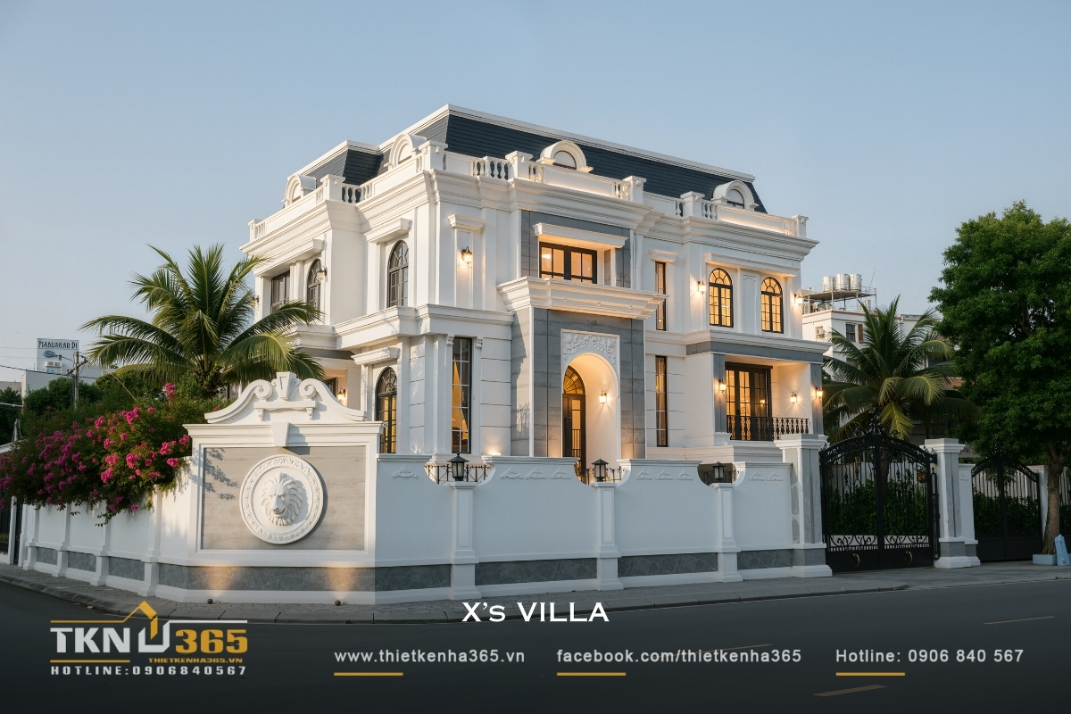 Mẫu biệt thự 3 tầng t&acirc;n cổ điển