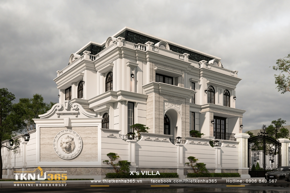 Mẫu biệt thự 3 tầng t&acirc;n cổ điển