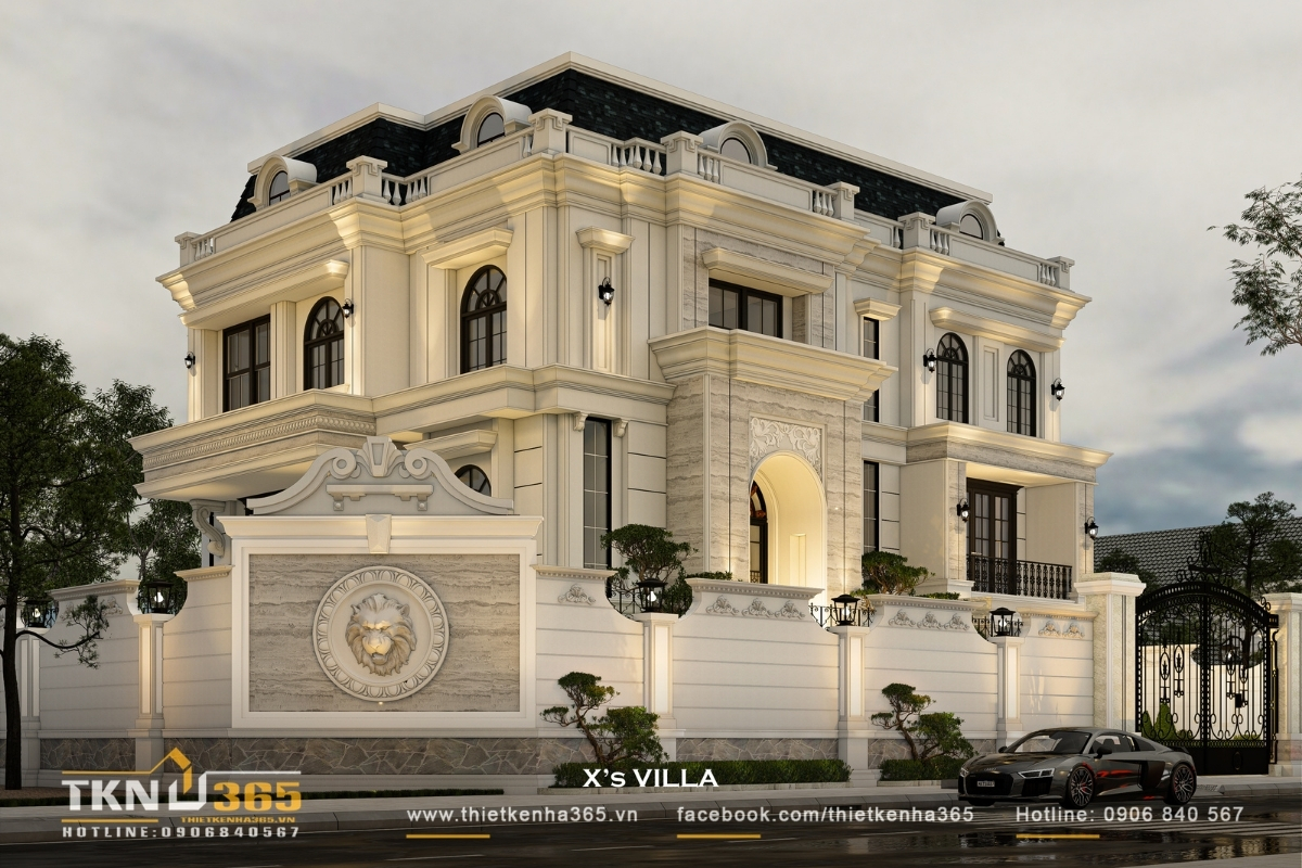 Mẫu biệt thự 3 tầng t&acirc;n cổ điển