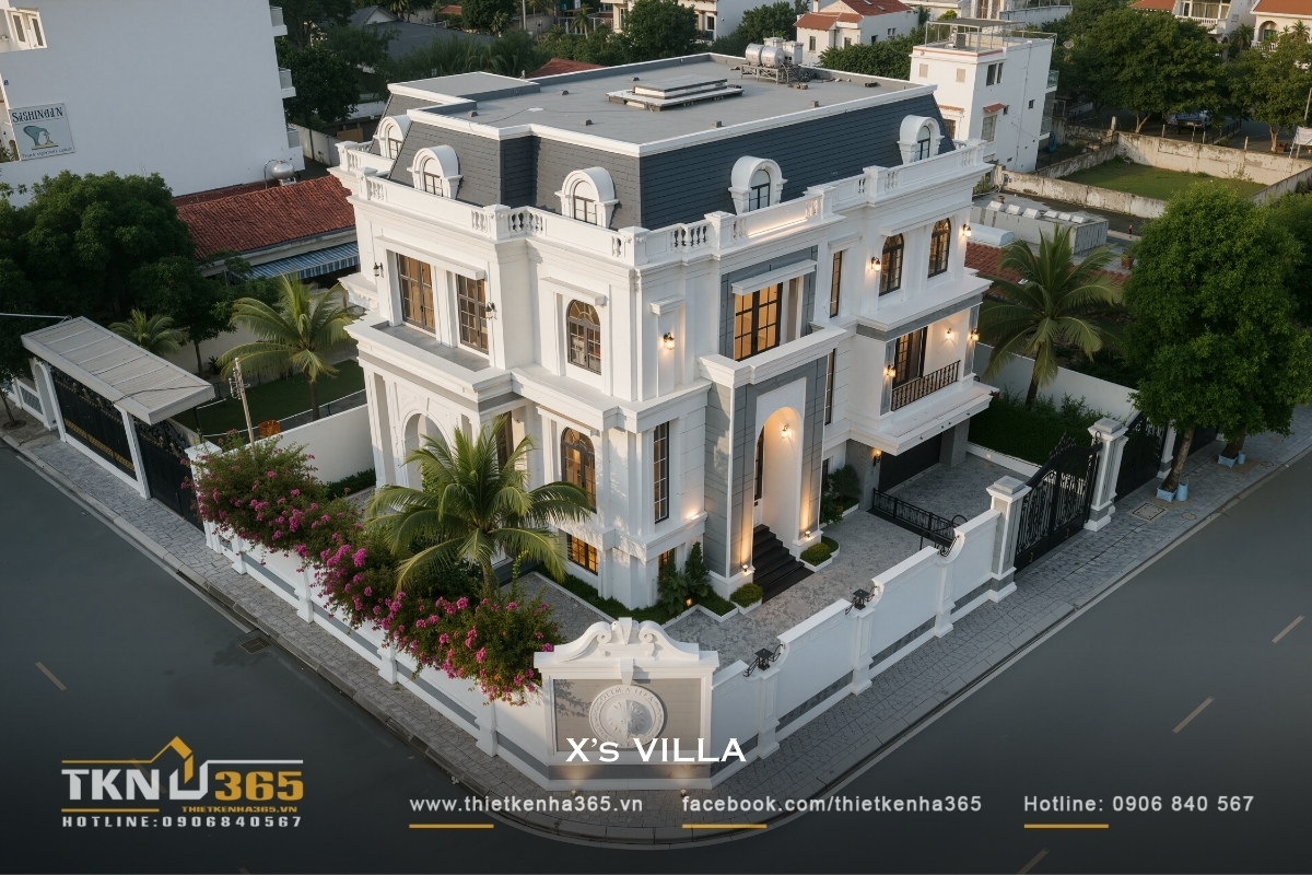 Mẫu biệt thự 3 tầng t&acirc;n cổ điển