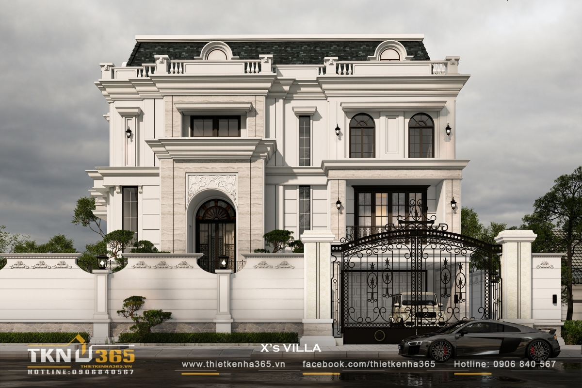 Mẫu biệt thự 3 tầng t&acirc;n cổ điển