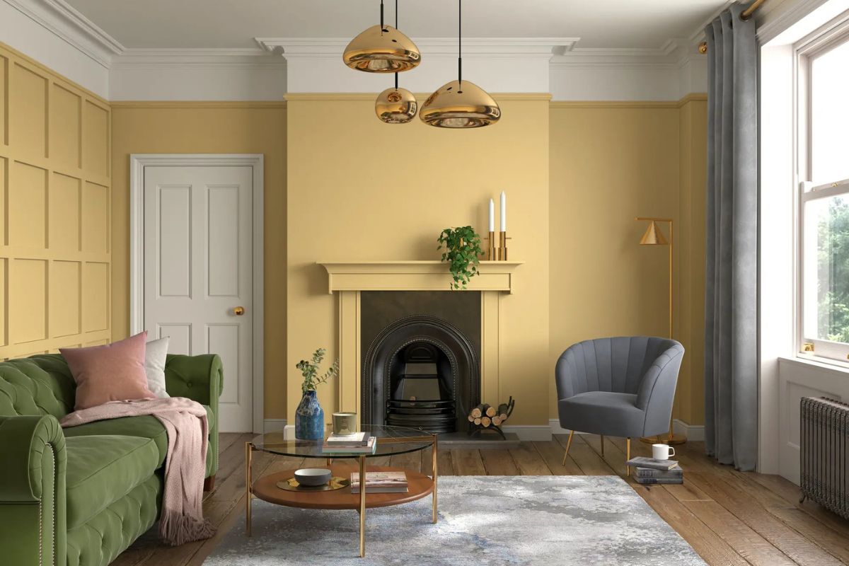 Màu vàng kem là màu sơn phòng khách phù hợp với gia chủ mệnh Kim và Thổ (Ảnh: Sưu tầm)