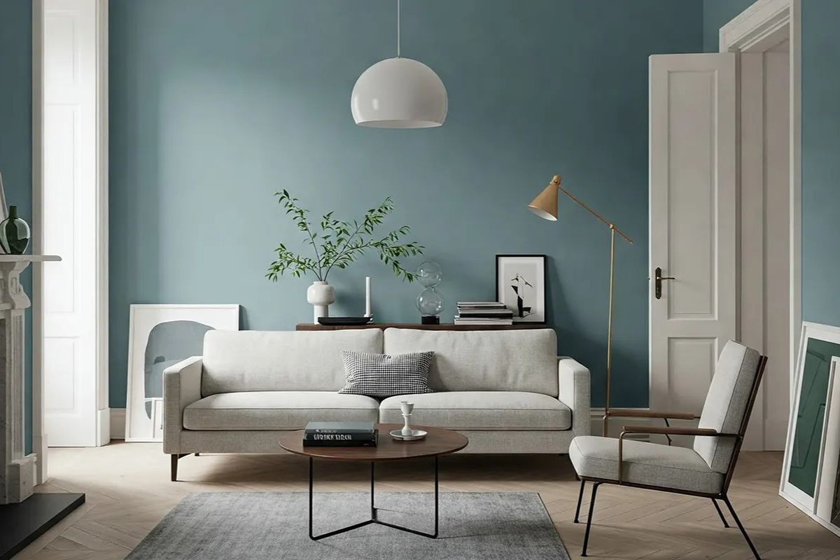 Màu xanh lam nhạt mát mẻ và nhẹ nhàng rất phù hợp với không gian sinh hoạt chung (Ảnh: Sưu tầm)