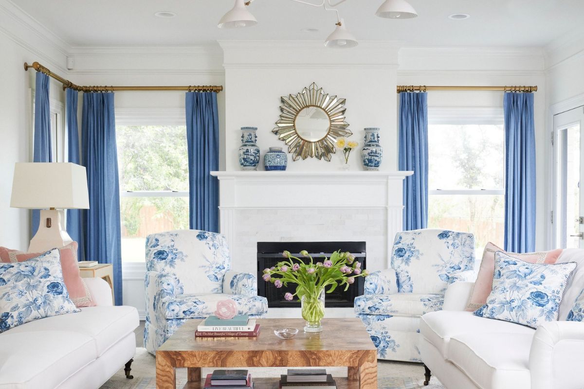 Sự kết hợp giữa màu sơn phòng khách và các loại vật liệu tự nhiên giúp tổng thể thiết kế phòng khách nổi bật hơn (Ảnh: Sưu tầm)