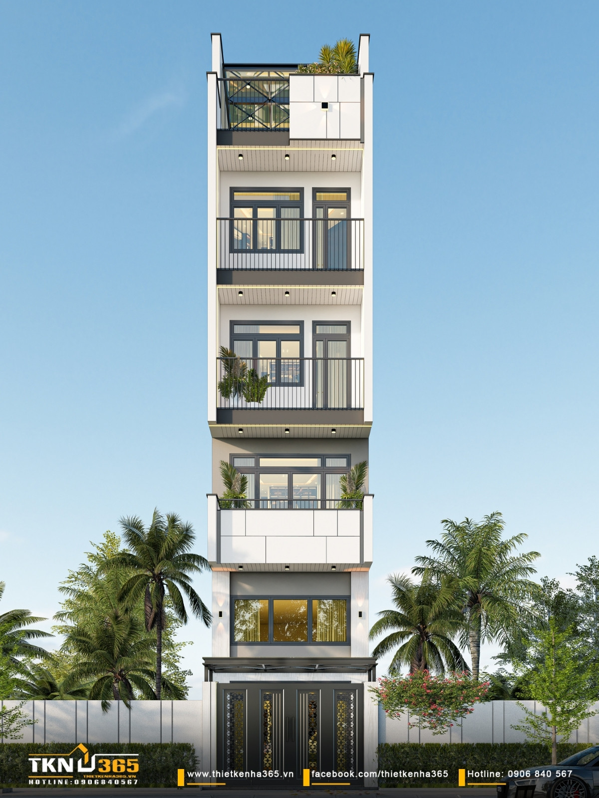 mẫu nh&agrave; 5 tầng hiện đại