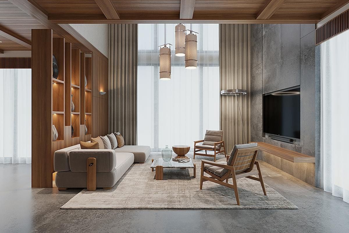 Nguy&ecirc;n tắc thiết kế nội thất ph&ograve;ng kh&aacute;ch biệt thự cần đảm bảo t&iacute;nh c&acirc;n bằng (Ảnh: Sưu tầm)