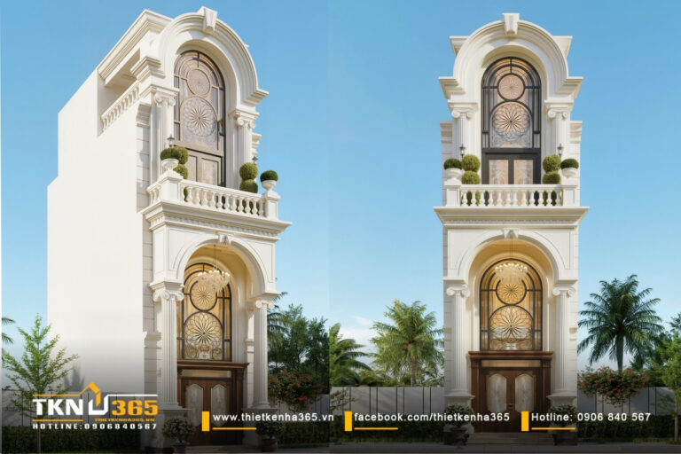 mẫu nh&agrave; 4 tầng t&acirc;n cổ điển