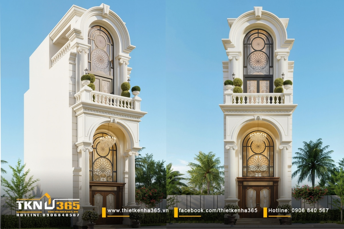 mẫu nhà 4 tầng tân cổ điển