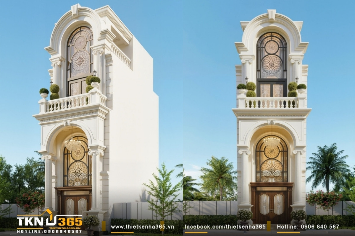 mẫu nhà 4 tầng tân cổ điển