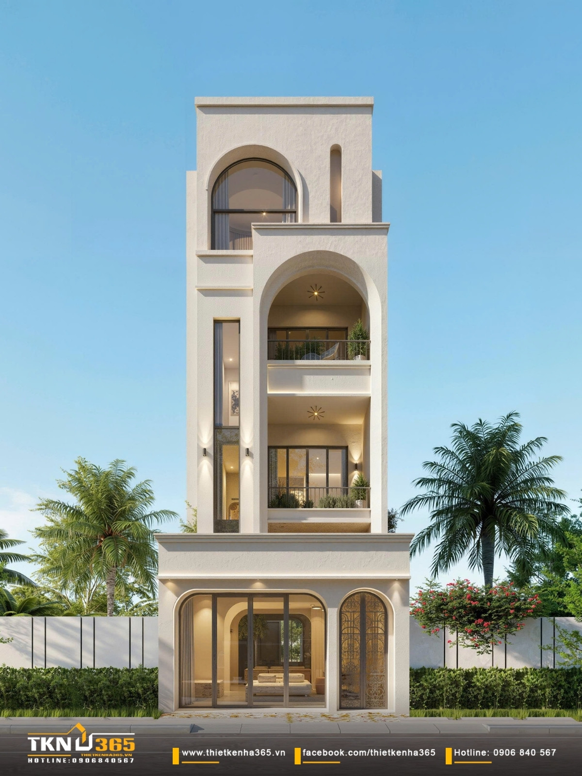 Mặt tiền sang trọng tinh tế nhờ sự kết hợp h&agrave;i h&ograve;a giữa vật liệu v&agrave; m&agrave;u sắc