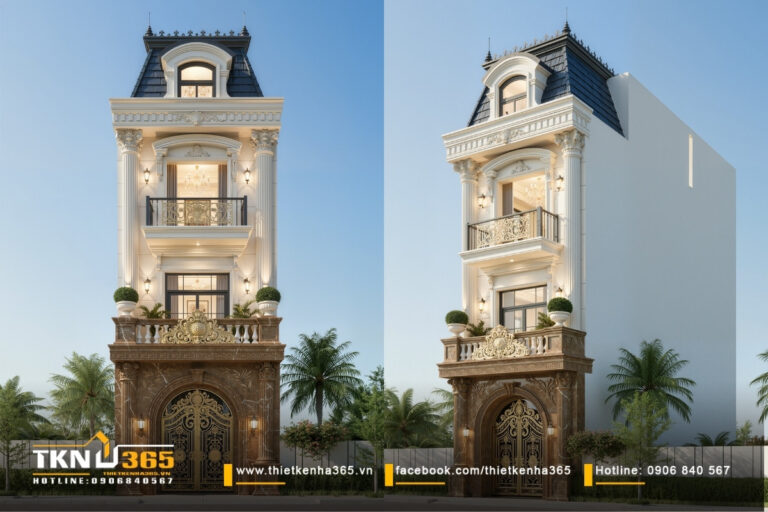 Thiết kế nh&agrave; phố 3 tầng