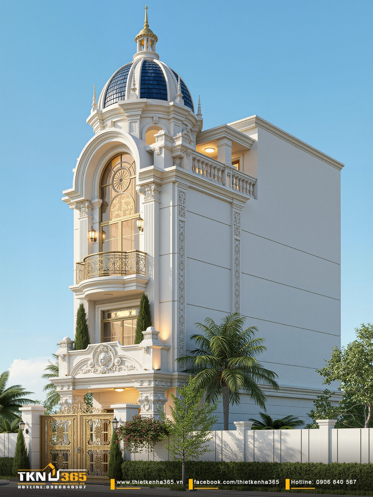 Nh&agrave; phố 4 tầng thể hiện r&otilde; bố cục c&acirc;n đối v&agrave; t&acirc;n cổ điển