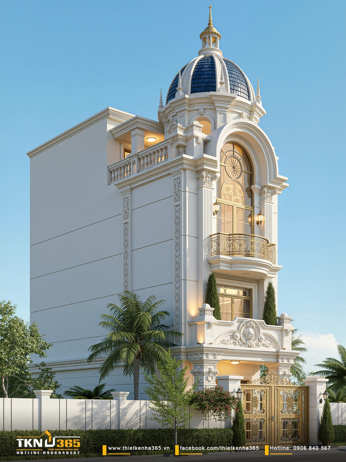 mặt tiền nổi bật với phong c&aacute;ch t&acirc;n cổ điển mềm mại