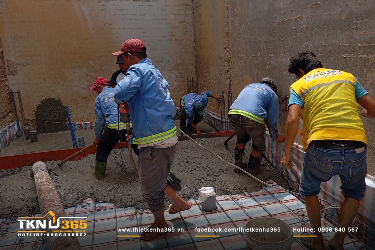Hình ảnh thi công hạng mục đổ bê tông móng và bê tông sàn trệt