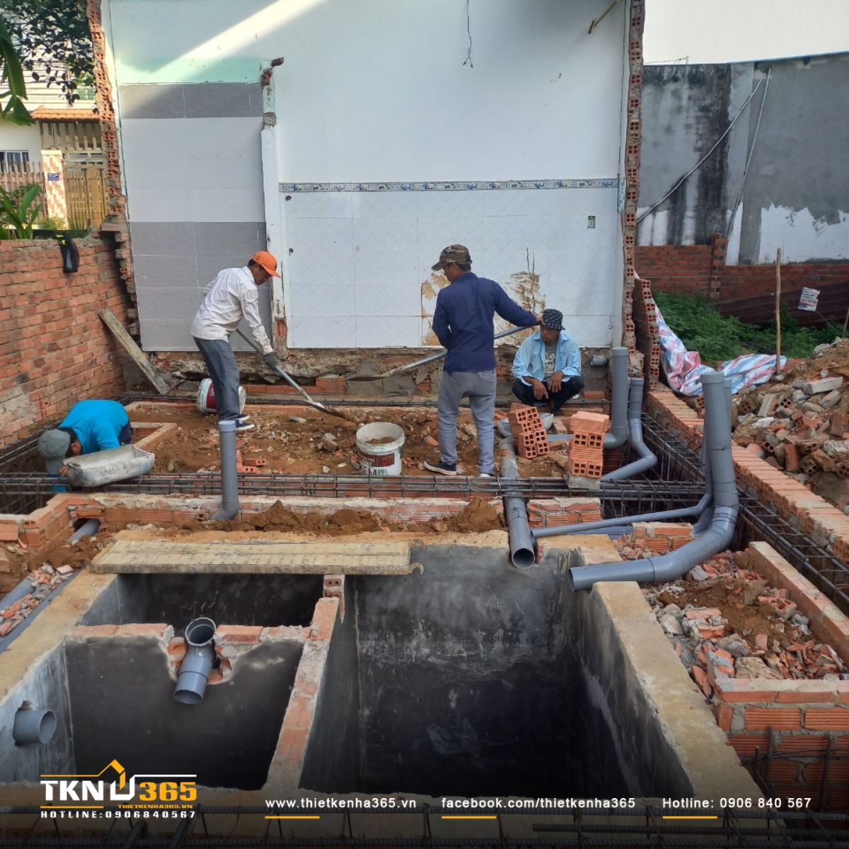 Hình ảnh thi công móng và bể phốt
