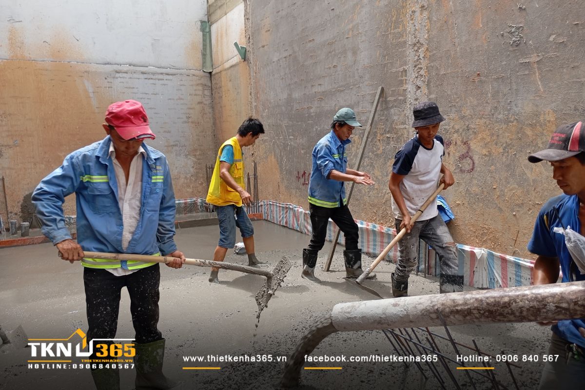 Hình ảnh thi công hạng mục đổ bê tông móng và bê tông sàn trệt
