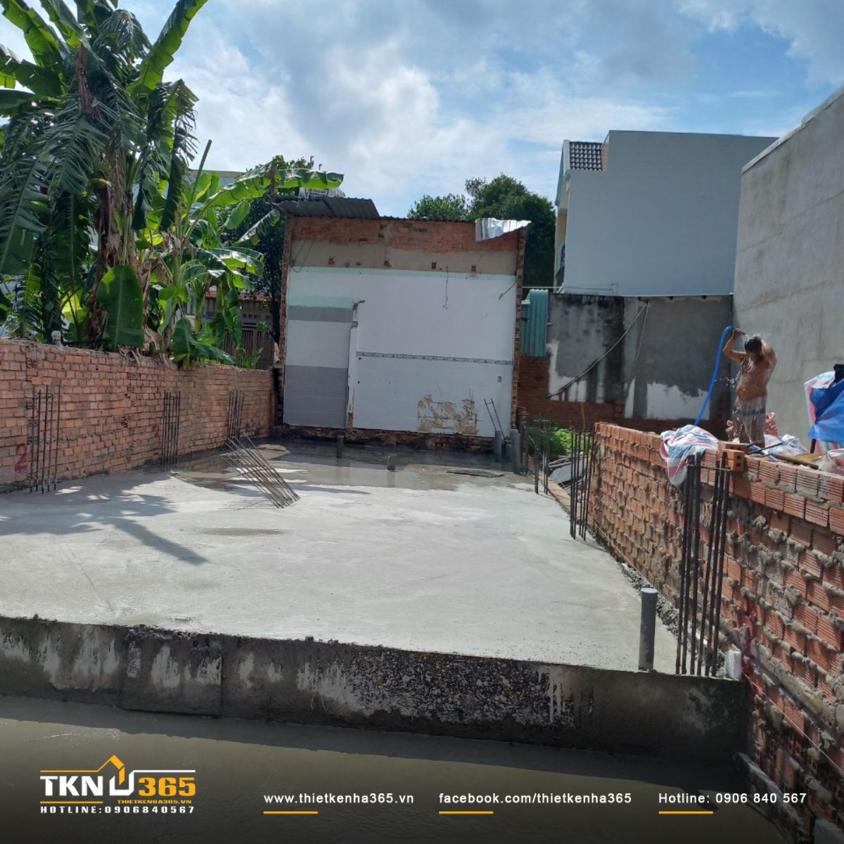 Hình ảnh thi công hạng mục đổ bê tông móng và bê tông sàn trệt