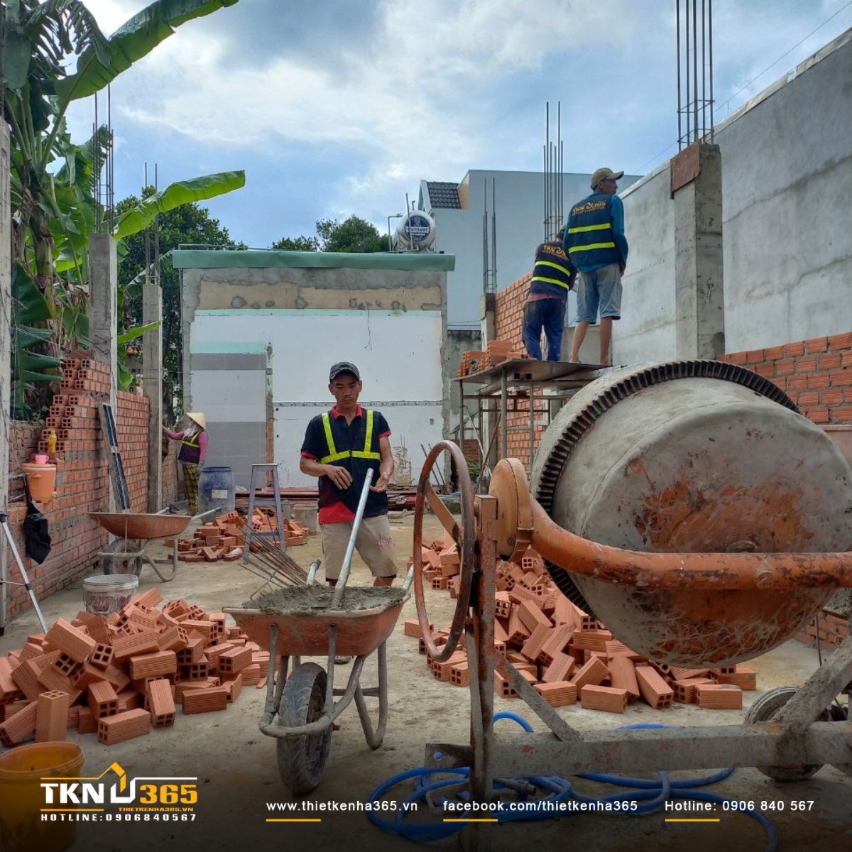 Hình ảnh xây tường tầng trệt