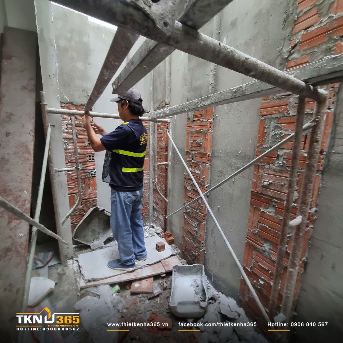 Hình ảnh xây tường gạch và tô tường trong - ngoài