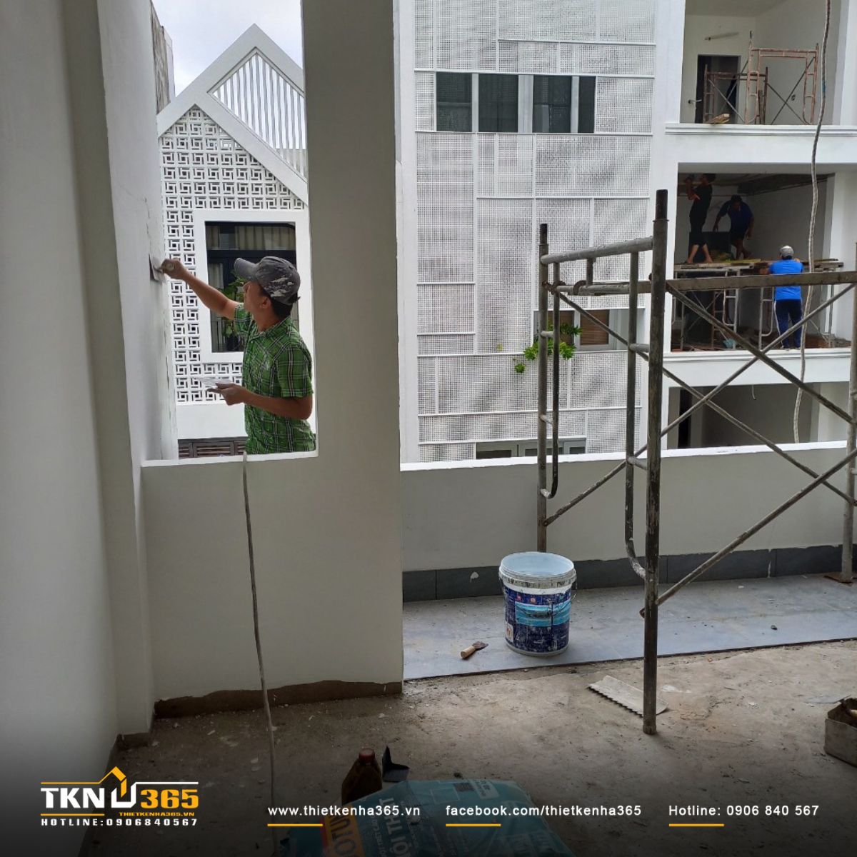 Hình ảnh xây tường và sơn tường trong - ngoài