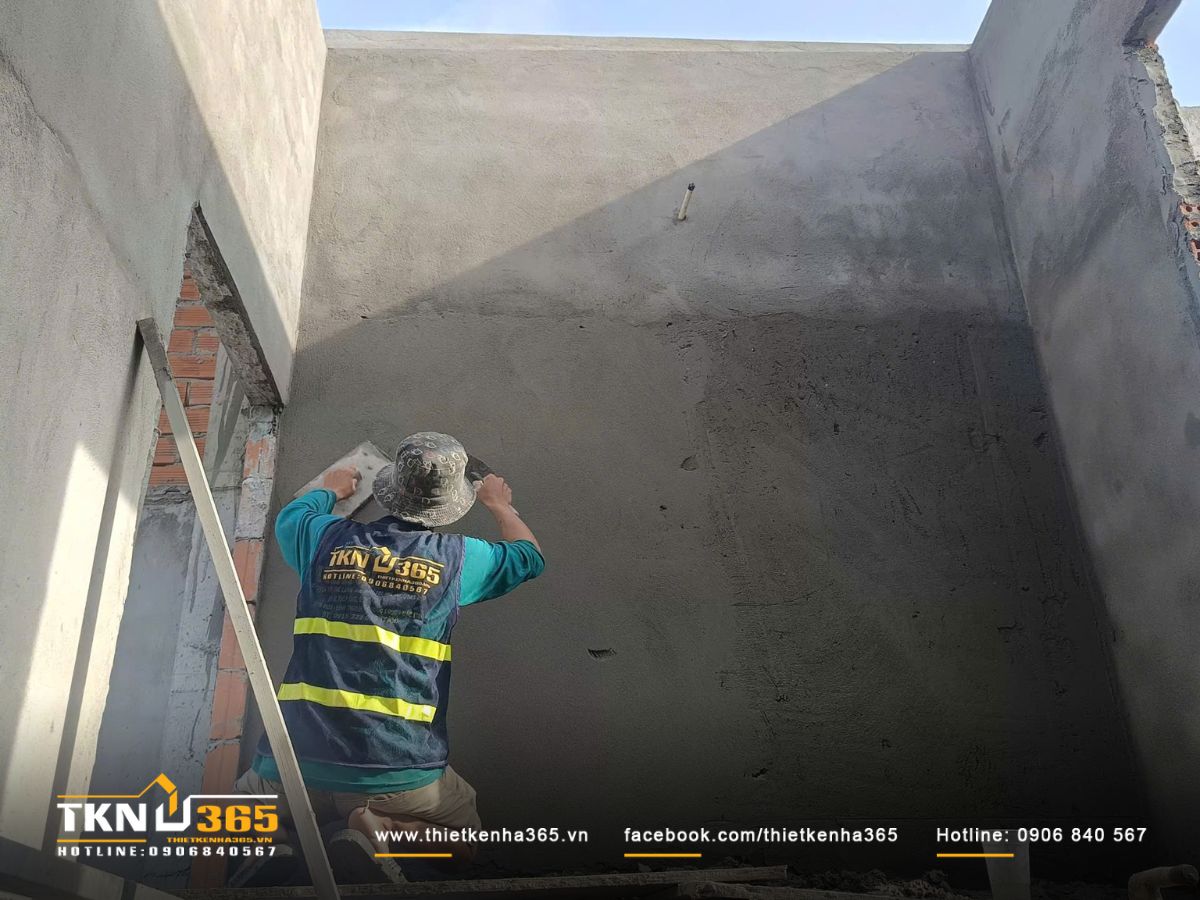 Hình ảnh xây tường gạch và tô tường trong - ngoài