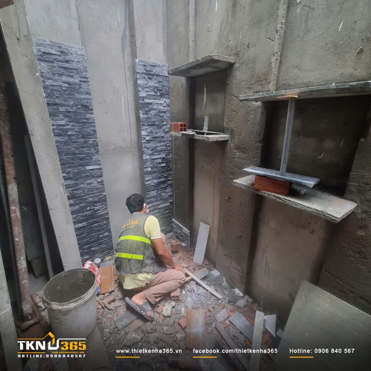 Hình ảnh ốp gạch và sơn tường trong - ngoài