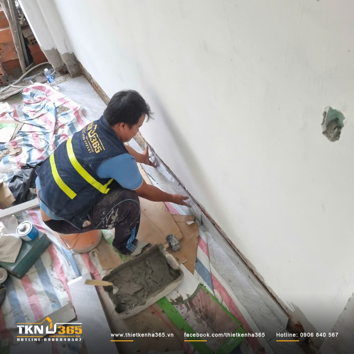 Hình ảnh ốp gạch và sơn tường trong - ngoài