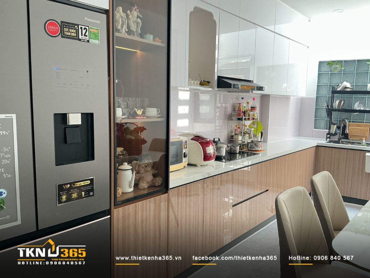 Khu vực nấu nướng bố trí liền mạch, tối ưu thao tác và diện tích sử dụng