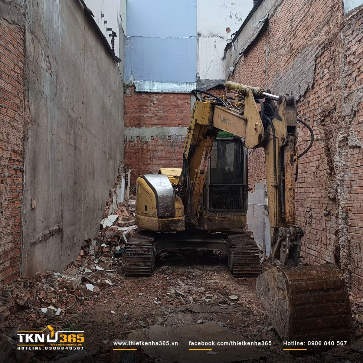 Hình ảnh thi công móng, bể phốt, đổ bê tông và xây tường tầng trệt