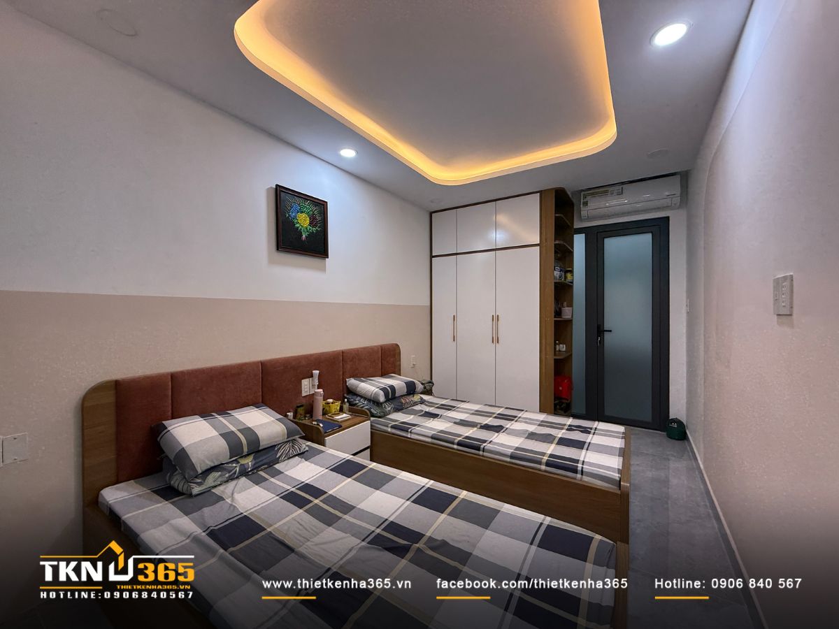 Thiết kế phòng ngủ đôi đơn giản đáp ứng nhu cầu sử dụng của các thành viên trong gia đình