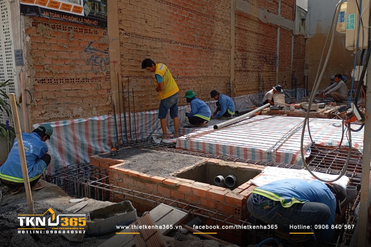 Hình ảnh thi công móng và bể phốt