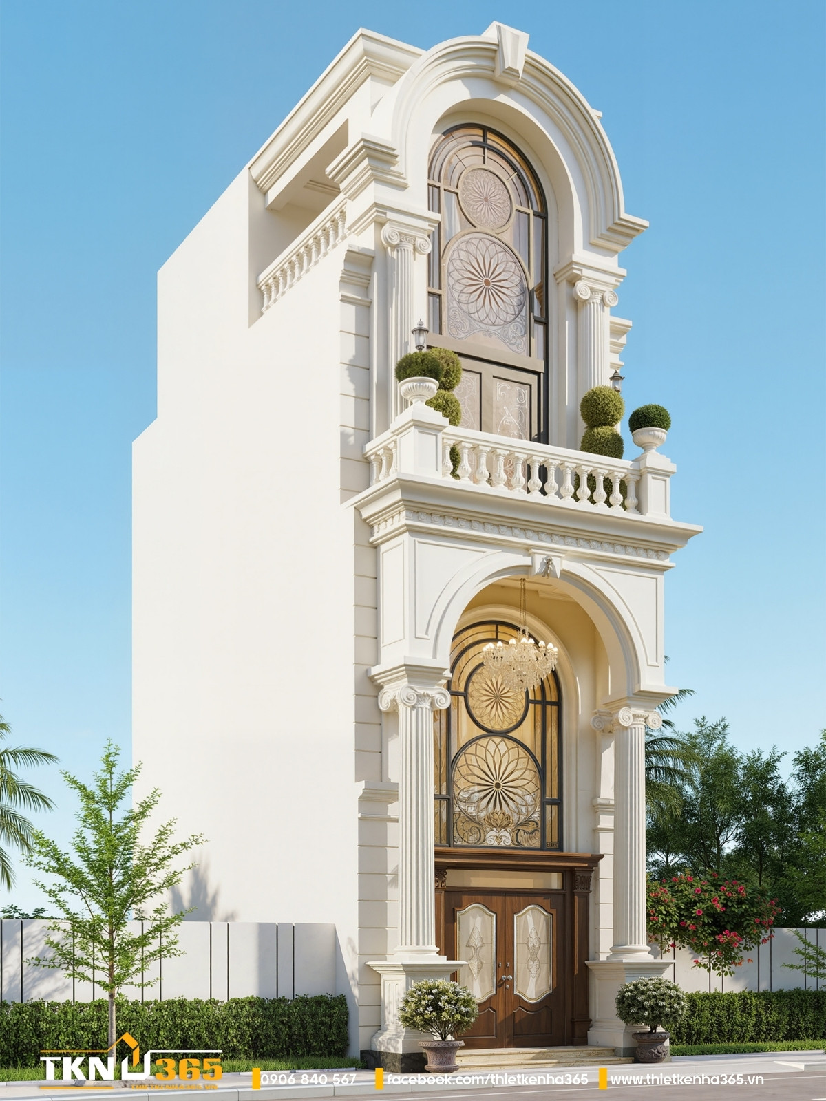 mặt tiền nổi bật với phong c&aacute;ch t&acirc;n cổ điển mềm mại